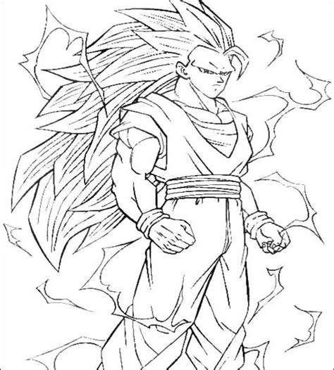 Hola, aqui les mostrare nas buenas imagenes de dragon ball z para dibujar Goku Super como Sayayin fase 3 para colorear ~ 4 Dibujo
