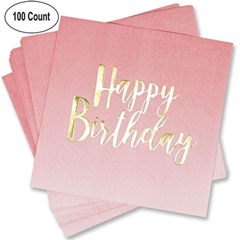 100 Count Happy Birthday Napkins 3 Ply Pink Ombre Luncheon Napkin With