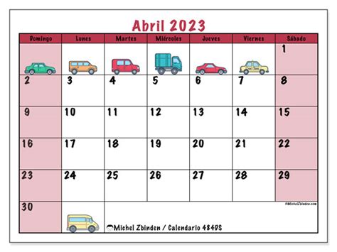 Calendario Abril De 2023 Para Imprimir “44ds” Michel Zbinden Cr