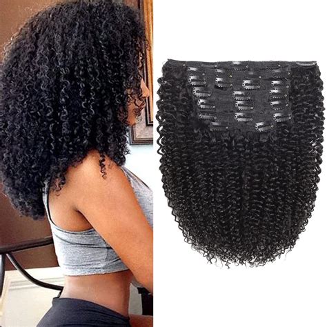 Amazon Com Kinky Curly Clip In Hair Extensions Human Hair Inch C