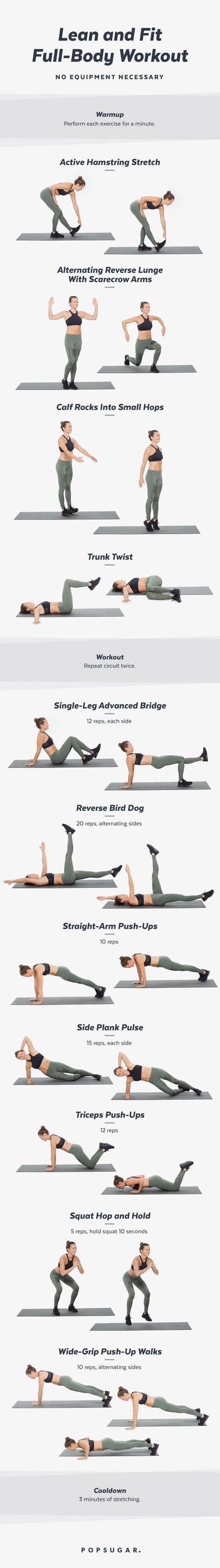 Printable Bodyweight Workout 20 Minutes Popsugar Fitness