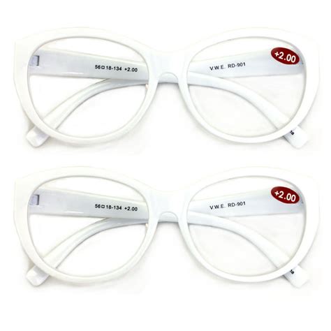 v w e 2 pairs women clear white reading glasses reader glasses cateye vintage jackie o