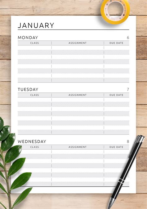 Download Printable Week Schedule - Original Style PDF
