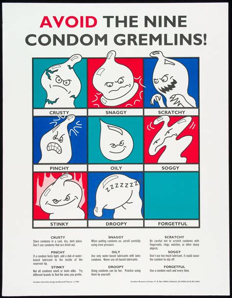 Avoid The Nine Condom Gremlins Aids Education Posters