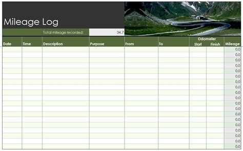 mileage log template  mileage log template