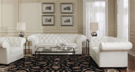 Victoria White Leather Living Room Set From Lazzaro Wh