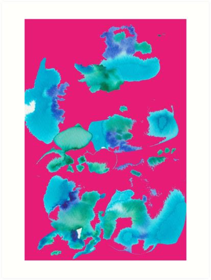 19 190304 Watercolour Painting Abstract Indigo Teal Pink Art Print By