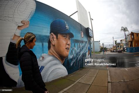 A Mural Of Shohei Ohtani Of The Los Angeles Dodgers On The Outside