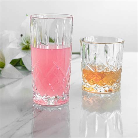 12x Highball Cocktail Glasses Set Rcr Crystal Cut Glass Drinking Tumblers 396ml Ebay