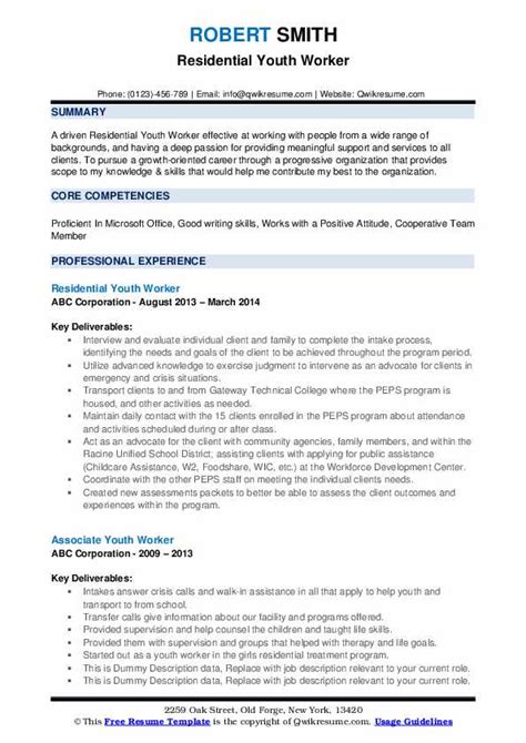 Youth Worker Resume Samples Qwikresume