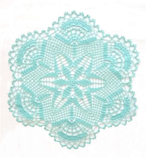 Large Aqua Crochet Doily Aqua Round Lace Doily Flower Doily Etsy