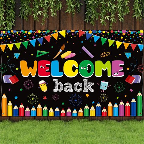Buy Welcome School Banner First Day Of School Backdrop Banner Large