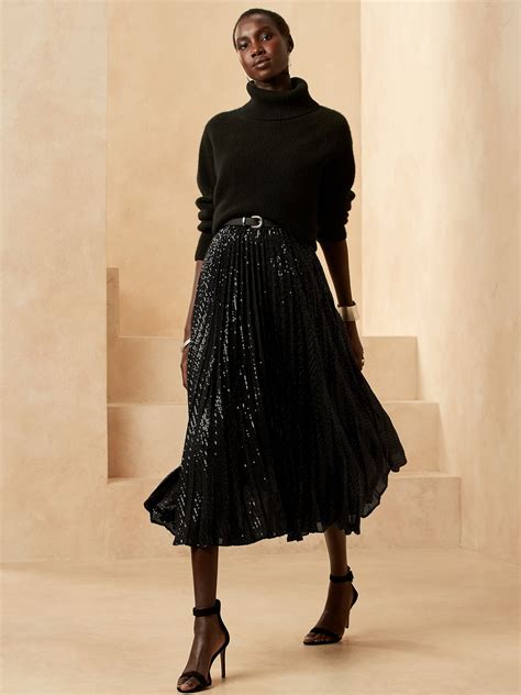 Black Sequin Midi Skirt Dresses Images