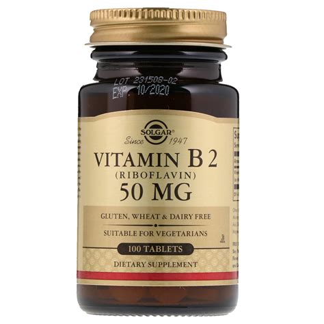 Solgar Vitamin B2 Riboflavin 50 Mg 100 Tablets By Iherb
