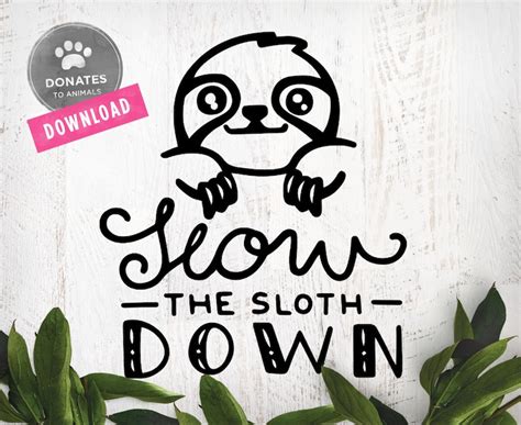 Cute Sloth SVG Sloth Png Cut File for Cricut Slow the - Etsy