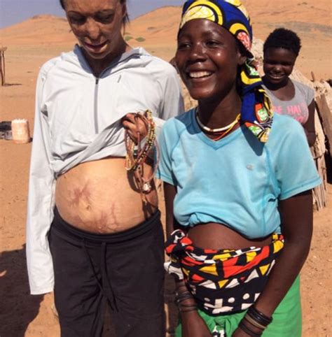 Turia Pitt Bonds With Pregnant Tribeswoman In Namibia Daily Mail Online