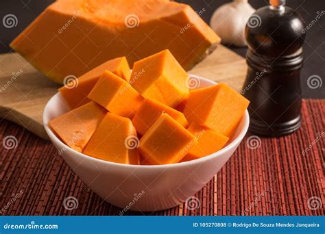Diced Pumpkin In A Bowl Stock Photo Image Of Squash 105270808