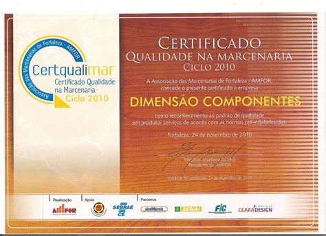 Dimensão Componentes Certificado De Qualidade Na Marcenaria Ciclo 2010