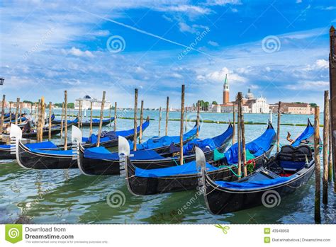 Berth Of Gondolas On San Marco Square In Venice Stock Photo Image Of