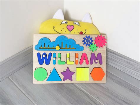 Personalized Baby Name Puzzle With Pegs Busy Puzzle Wooden Etsy