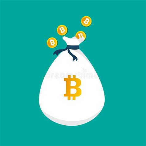 Bag Full With Bitcoin Vector Icon Of Bags With Bitcoins On A Green