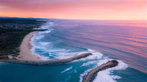 Download Wallpaper 1920x1080 Bay Ocean Aerial View Coast Sunset Full Hd Hdtv Fhd 1080p Hd