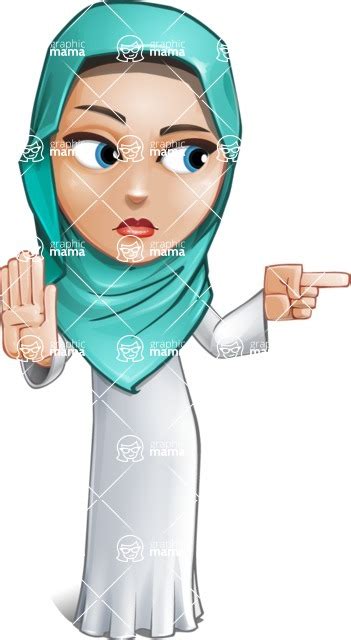 Cute Muslim Girl Cartoon Vector Character Aka Aida The Graceful Direct Attention 2 Graphicmama