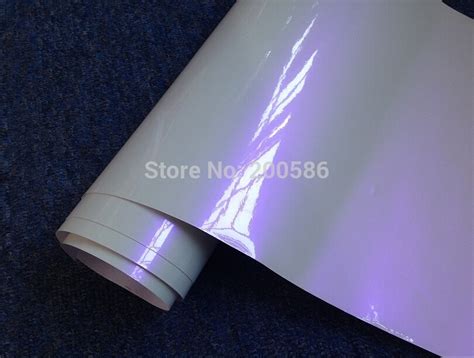 Purple Pearlescent Glossy White Vinyl Wrap With Air Bubble Free