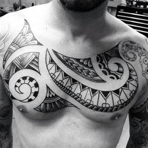 Maori Tribal Chest Tattoos
