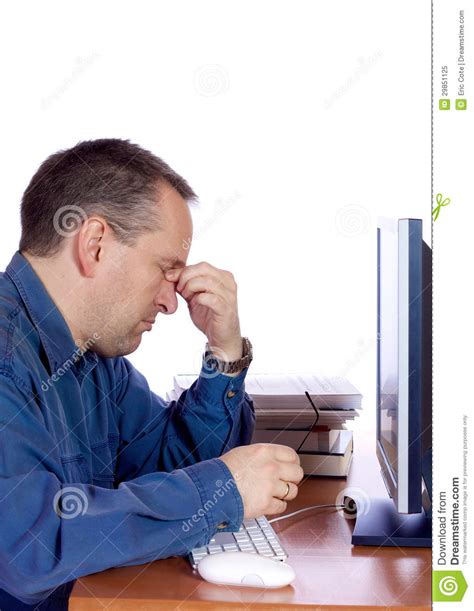 Tired Computer Guy Stock Image Image Of Keyboard Adult