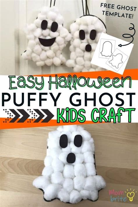 Puffy Ghost Halloween Craft Free Ghost Printable Mombrite