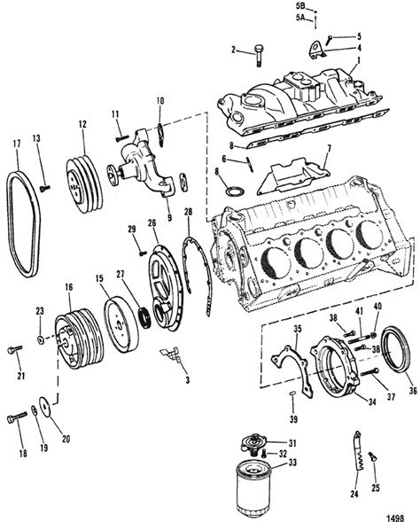 36 1984 305 (5.0l) v8 engine canada fig. MerCruiser 5.0L (2 Barrel.) GM 305 V-8 1988-1995 Intake Manifold & Front Cover (Design II) Parts