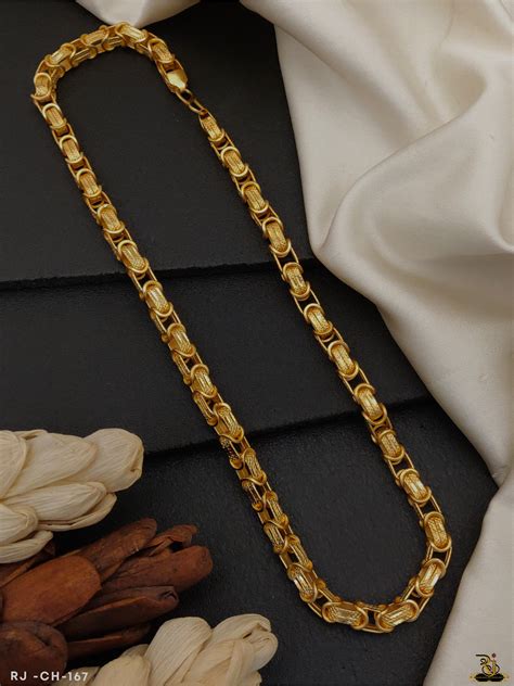 Classic Modern Design Gold Chain For Men Ch 167 Rudraksh Art Jewellery