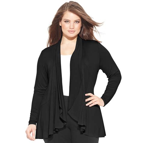 Inc International Concepts Plus Size Draped Cardigan In Black Lyst