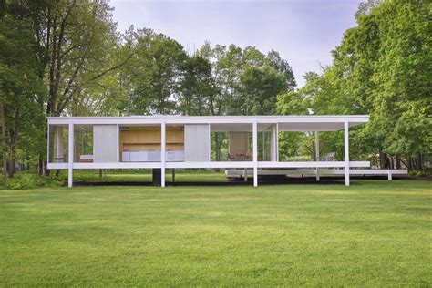 Pictured Is The Rear Of The Farnsworth House Designed By Ludwig Mies