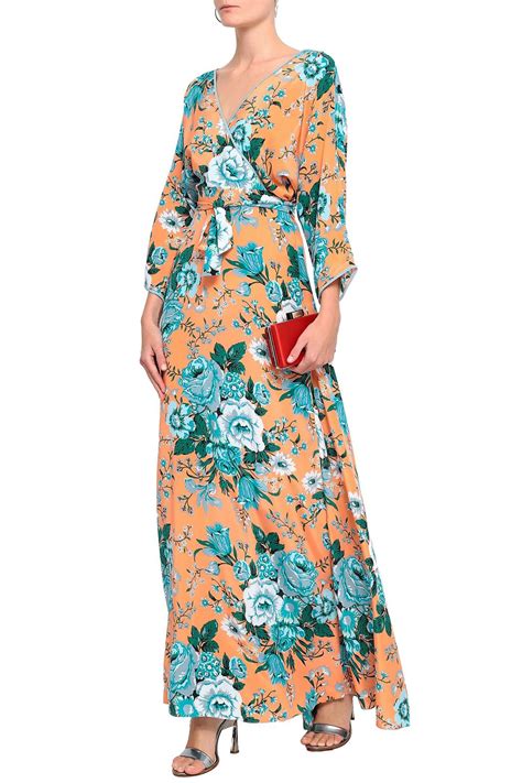 Diane Von Furstenberg Floral Print Silk Crepe De Chine Maxi Wrap Dress The Outnet