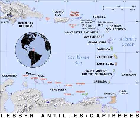 The lesser antilles are located in the southern end of the caribbean sea, closer to south america. Lesser Antilles · Public domain maps by PAT, the free ...