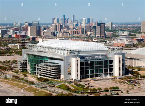 Aerial Of Reliant Stadium And Houston Skyline Stock Photo Alamy