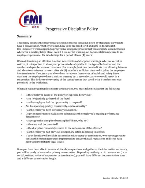 Progressive Discipline Policy Gotilo