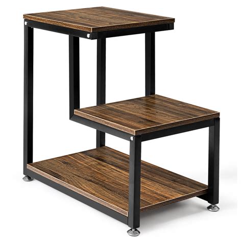 3 Tier End Table Side Table Nightstand W Storage Shelf