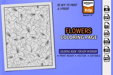 Lily Flowers Coloring Page For Adult Graphic By Graphicart · Creative