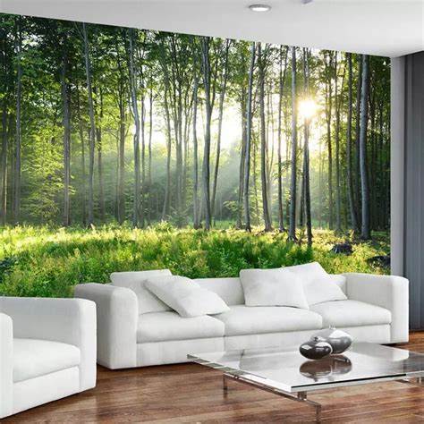 Forest Wallpaper Forest Wall Mural Landscape Nature Etsy