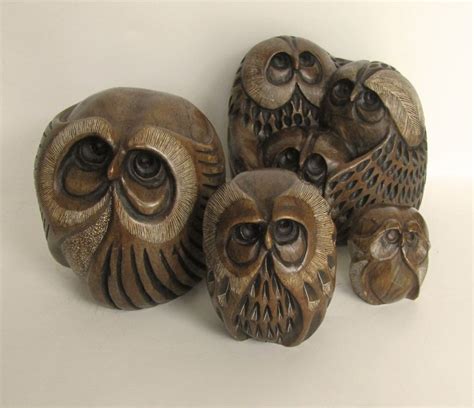 Carved Stone Owl Sculptures By Glenn Heath California Signed Sold On