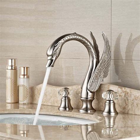 What are the benefits of satin brass versus satin bronze? Crystal Handles Widespread Brushed Nickel Bathroom Faucet ...