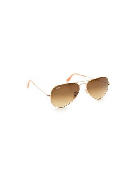 Ray Ban Matte Classic Aviator Sunglasses In Gold Matte Gold Gradient Brown Lyst