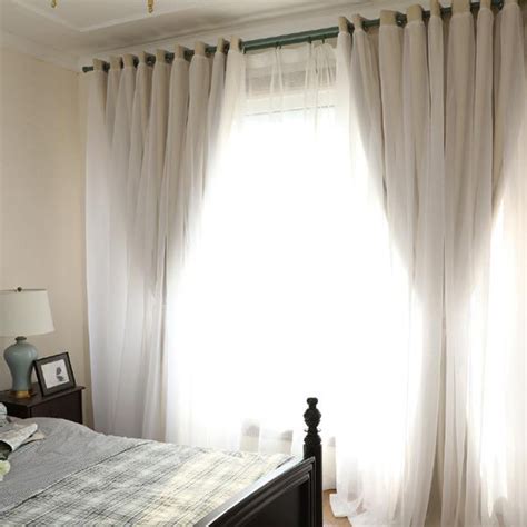 Bedroom Pack Of 2 Layer Sheer And Blackout Curtains Drops Double Pleat