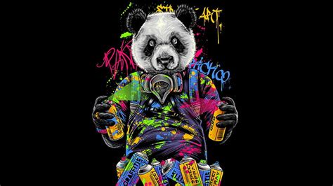 Colorful Artwork Bears Panda Digital Art Animals Hd Wallpaper