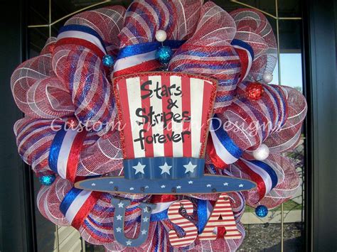 Stars And Stripes Forever Mesh Wreath This Is A Silver Wreath With A