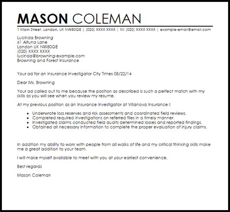 Check spelling or type a new query. Investigator Cover Letter Sample Cover Letter Templates ...
