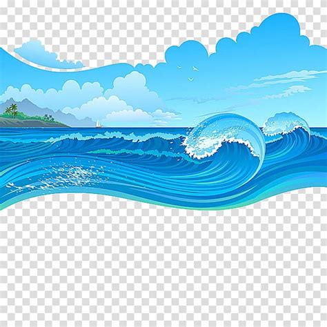 Blue And White Waves Cartoon Waves Transparent Background Png